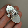 Size 5.5 - Gravedigger, Amber and Serpent, Sterling and Fine Silver Ring