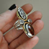 Size 5.5 - Gravedigger, Amber and Serpent, Sterling and Fine Silver Ring