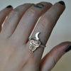 Size 11, Moon Empress, Natural Imperial Topaz, Sterling and Fine Silver and Brass