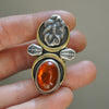 Size 5.5 - Gravedigger, Amber and Serpent, Sterling and Fine Silver Ring