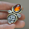 Size 5.5 - Gravedigger, Amber and Serpent, Sterling and Fine Silver Ring