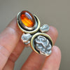 Size 5.5 - Gravedigger, Amber and Serpent, Sterling and Fine Silver Ring