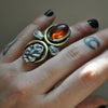 Size 5.5 - Gravedigger, Amber and Serpent, Sterling and Fine Silver Ring