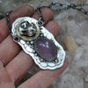 Pendant, Dreaming Cat, Purple Chalcedony