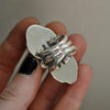 Size 8 - October Sky - Amber Serpent Ring, Sterling and Fine Silver and Brass