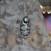 PENDANT, Dreamscape, White Moonstone, Sterling and Fine Silver