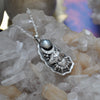 PENDANT, Dreamscape, White Moonstone, Sterling and Fine Silver