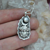 PENDANT, Dreamscape, White Moonstone, Sterling and Fine Silver