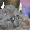 Size 7, Moon&Star ring, Peruvian Pink Opal