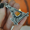 PENDANT, Draped in Webs, Candy Corn October House