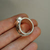 Size 7.5-8, Webbed magic, Fire Opal, Sterling and Fine Silver Ring