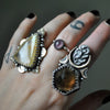 Size 7, Serpent's Cradle, Smoky Quartz, Sterling and Fine Silver and Brass