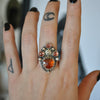 Size 9.5, Moon&Star deluxe SINGLE!, Garnet and Spinel, Sterling and Fine Silver and Brass