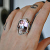 Size 7, Smoky Amethyst Window, Solid Sterling and Fine Silver