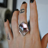 Size 7, Smoky Amethyst Window, Solid Sterling and Fine Silver