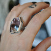 Size 7, Smoky Amethyst Window, Solid Sterling and Fine Silver