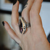 Size 7, Smoky Amethyst Window, Solid Sterling and Fine Silver