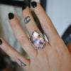 Size 7, Smoky Amethyst Window, Solid Sterling and Fine Silver