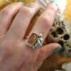 Size 10, Seahorse Mermaid Ring, Imperial Topaz, Sterling and Fine Silver