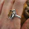 Size 10, Seahorse Mermaid Ring, Imperial Topaz, Sterling and Fine Silver