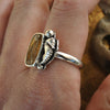 Size 10, Seahorse Mermaid Ring, Imperial Topaz, Sterling and Fine Silver
