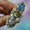SIZE 9, Dreamscape, Stardust ring, Star rutile/Tanzanite/Morganite