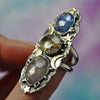 SIZE 9, Dreamscape, Stardust ring, Star rutile/Tanzanite/Morganite