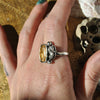 Size 10, Seahorse Mermaid Ring, Imperial Topaz, Sterling and Fine Silver