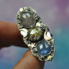 SIZE 9, Dreamscape, Stardust ring, Star rutile/Tanzanite/Morganite