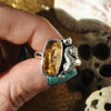 Size 10, Seahorse Mermaid Ring, Imperial Topaz, Sterling and Fine Silver