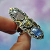 SIZE 9, Dreamscape, Stardust ring, Star rutile/Tanzanite/Morganite