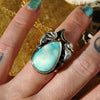Size 5-6, Navigating by Seahorse, Seahorse Mermaid Ring, Big Nugget White Turquoise