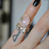 Size 3.75/4, Love set, Bow and Rose Quartz, Sterling and Fine Silver