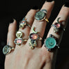 Size 7, Mother Moon, Tourmaline, Sterling and Fine Silver and Brass