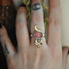 Size 7, Moon Drops, Natural BICOLOR Imperial Topaz, Sterling and Fine Silver and Brass