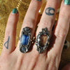 Size 7, Moon&Star sets, OCEAN EDITION! Smoky Quartz and Kyanite, Sterling and Fine Silver