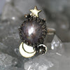 Size 7, Moon&Star Fortuna, Star Sapphire, Sterling and Fine Silver and Brass