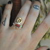 Size 7, Mother Moon, Tourmaline, Sterling and Fine Silver and Brass