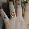 Size 7, Mother Moon, Tourmaline, Sterling and Fine Silver and Brass