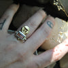 Size 7, Mother Moon, Tourmaline, Sterling and Fine Silver and Brass
