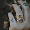 Size 7, Mother Moon, Tourmaline, Sterling and Fine Silver and Brass