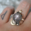 Size 7, Moon&Star Fortuna, Star Sapphire, Sterling and Fine Silver and Brass