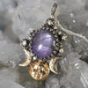 PENDANT, 18"chain, Moon&Star Moon Goddess, Star Sapphire