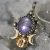 PENDANT, 18"chain, Moon&Star Moon Goddess, Star Sapphire