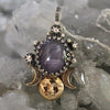 PENDANT, 18"chain, Moon&Star Moon Goddess, Star Sapphire