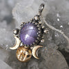 PENDANT, 18"chain, Moon&Star Moon Goddess, Star Sapphire