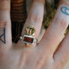 Size 7, Mother Moon, Tourmaline, Sterling and Fine Silver and Brass