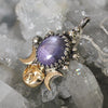 PENDANT, 18"chain, Moon&Star Moon Goddess, Star Sapphire