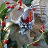 Pendant, Ilex Mortis Holly (Death Holly), Immortal Holly with Garnet