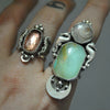 Size 7.25, Lady of the Sea, Seahorse Mermaid Ring, Imperial Topaz, Sterling and Fine Silver
